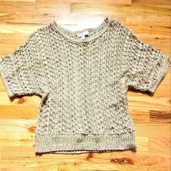 Dressbarn Crochet Dolman Sleeve Metallic Thread Top Medium - Picture 1 of 6